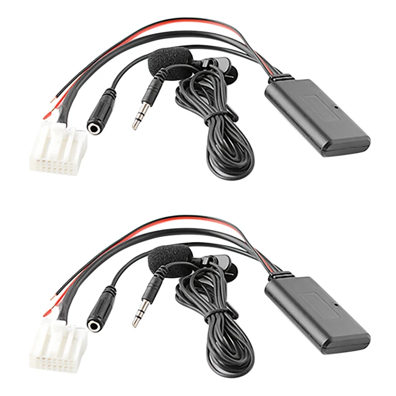 

2X Car Bluetooth 5.0 Aux Cable Microphone Handsfree Mobile Phone Free Calling Adapter For Mazda 2 3 5 6 MX5 RX8 CX7