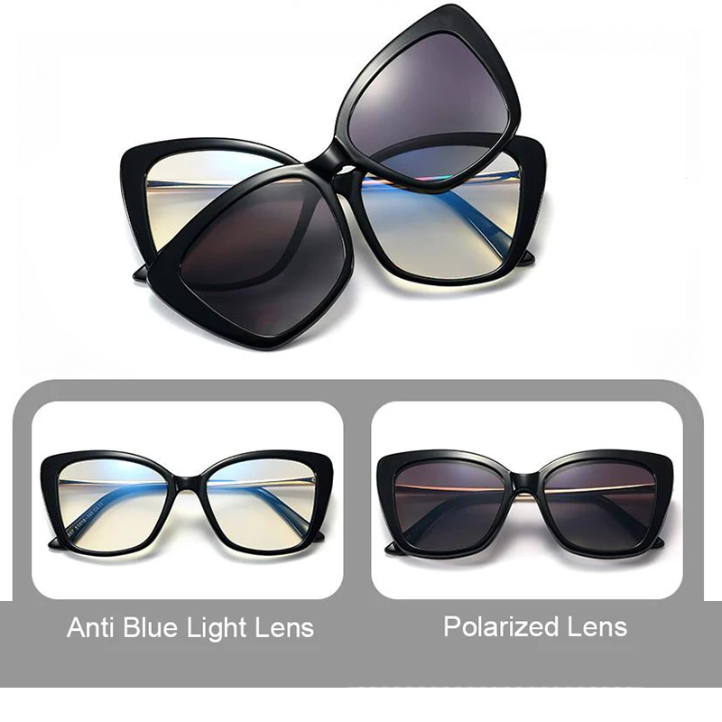 Fashion Myopia Polarized Clip On Sunglasses Women TR90 Clear  display picture 1