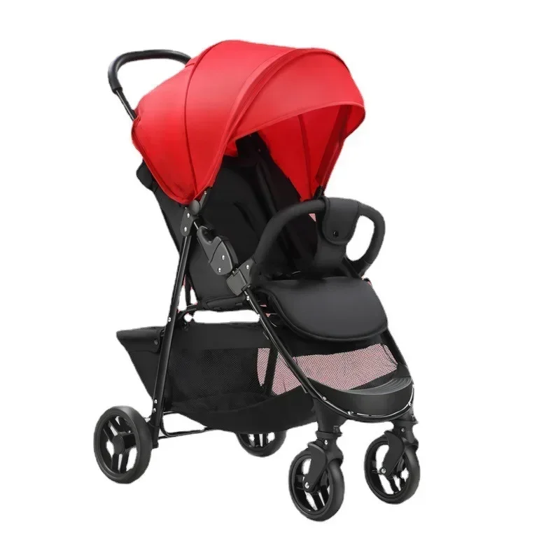 

A portable stroller can be easily folded and can be sat on a dual-purpose travel cart for newborn babies with shock absorbers.