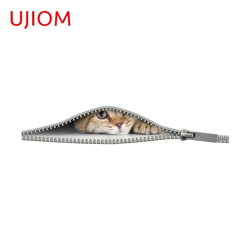 UJIOM Creative Zipper Cat Animals Wall Sticker Scratch Proof Sunscreen Decal Funny Cute Computer Closet Furniture Stickers