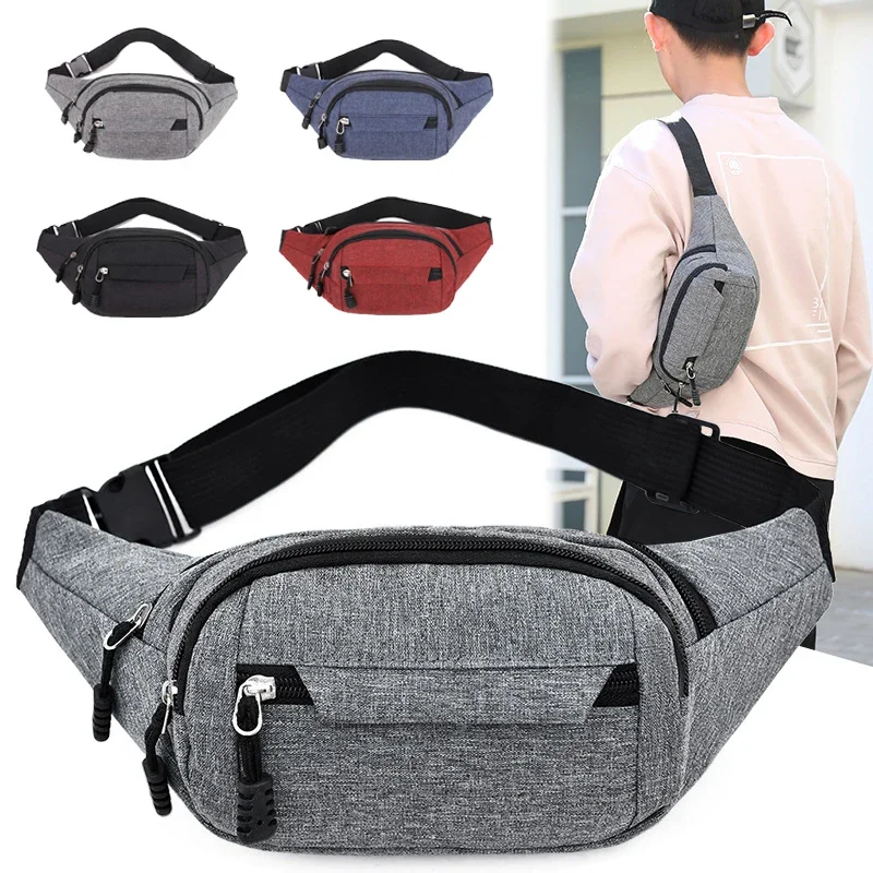 

Men's Breast Package Waterproof Outdoor Sports Bag Canvas Pouch Korean-style Waist Bag Fanny Pouch Crossbody Male Banana Bag