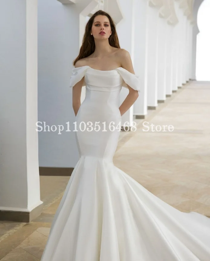 

Elegant Satin Mermaid Wedding Dresses 2024 For Women Simple White Bridal Gowns Couture Long Robes De Soirée