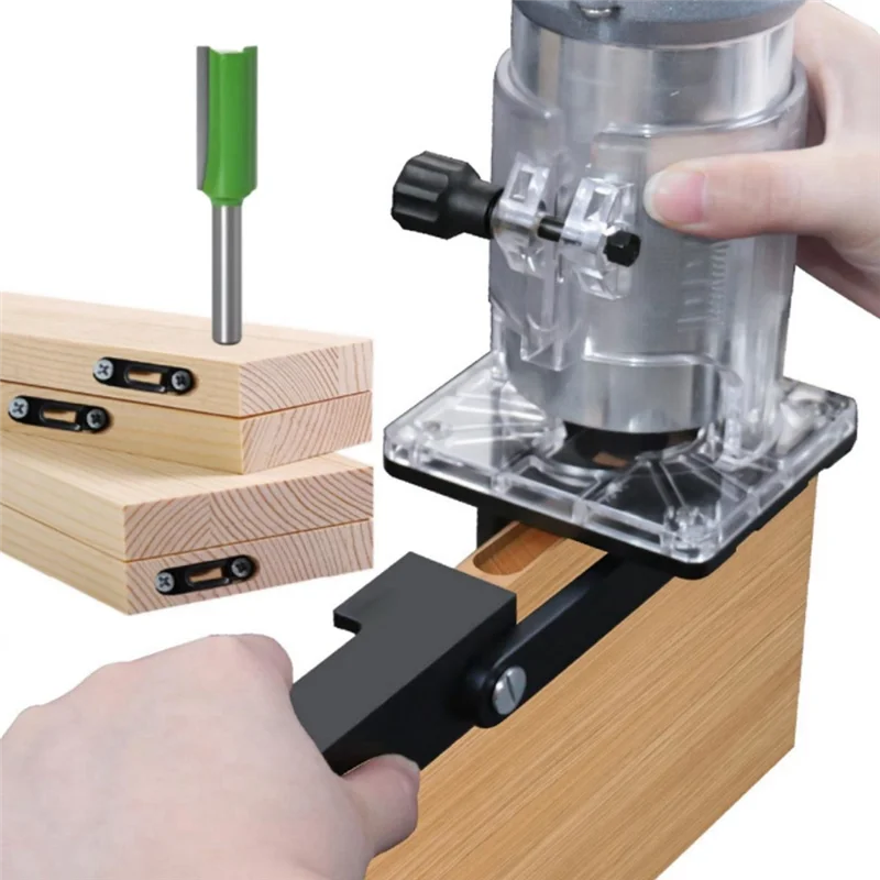 

2 In 1 Slotting Bracket Invisible Fastener Wardrobe Cupboard Panel Punch Locator,Handheld Edge Trimming Guide Durable