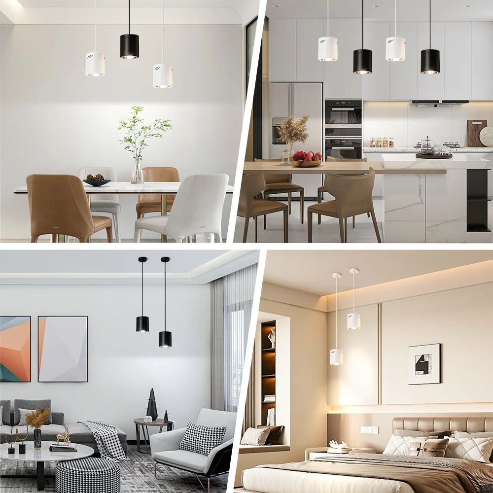 Iron Chandelier LED Ceiling Spot Light E27 Bulb Replacement Hanging Spotlight Adjustable Height 5-100CM Pendant Led Ceiling Lamp - view 6