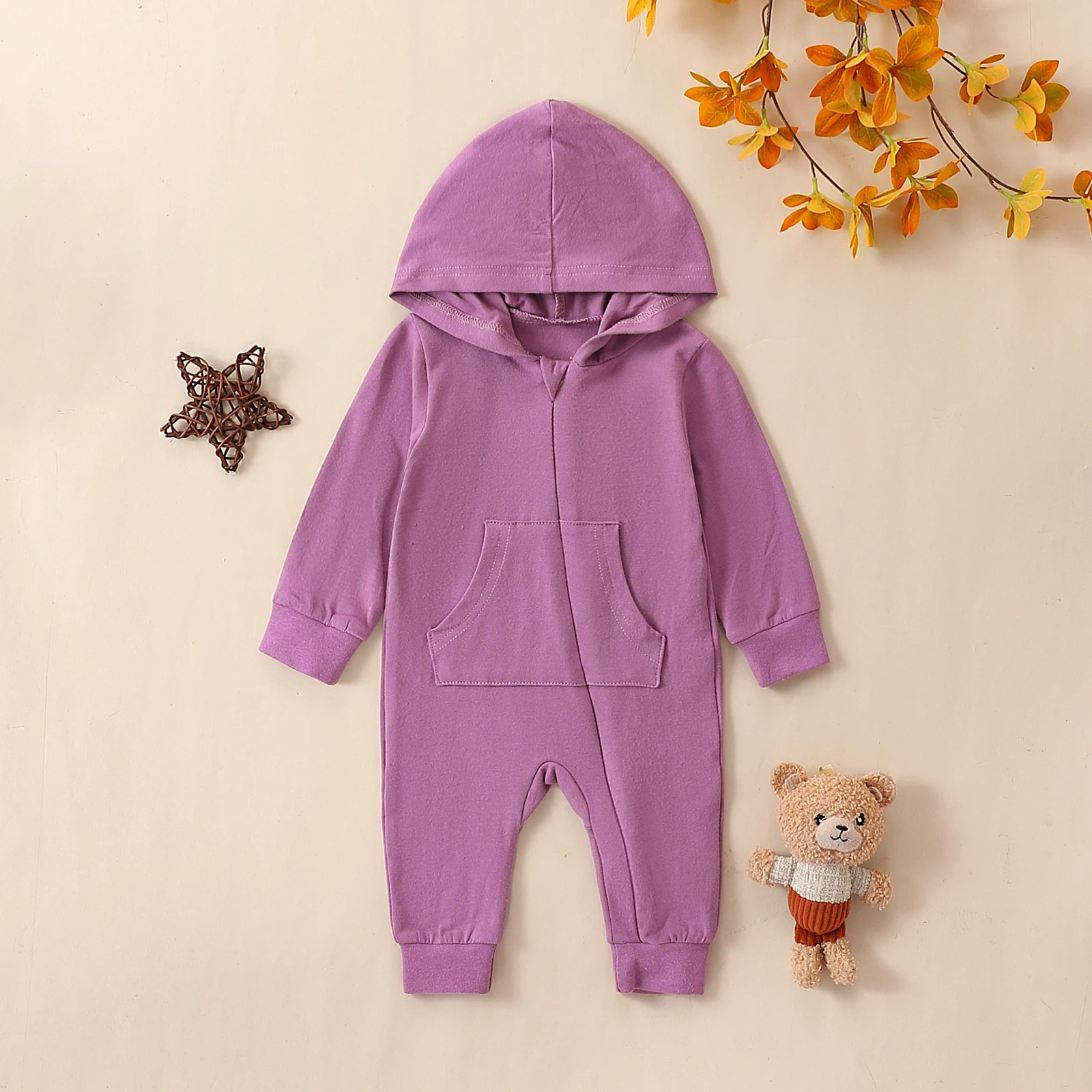 بوديكوكو-طويلة الأكمام رومبير مع سستة للطفل فتاة و صبي ، بلون بذلة مع جيب ، لطيف الملابس لحديثي الولادة #5