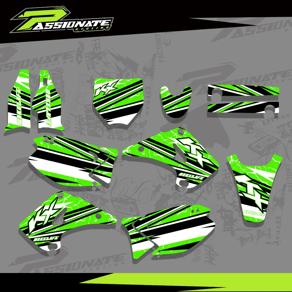 

For KAWASAKI KX125 KX250 KX 125 250 2003-2012 2011 2010 2009 Motorcycle Fairing Graphics Background Decals Sticker Customize