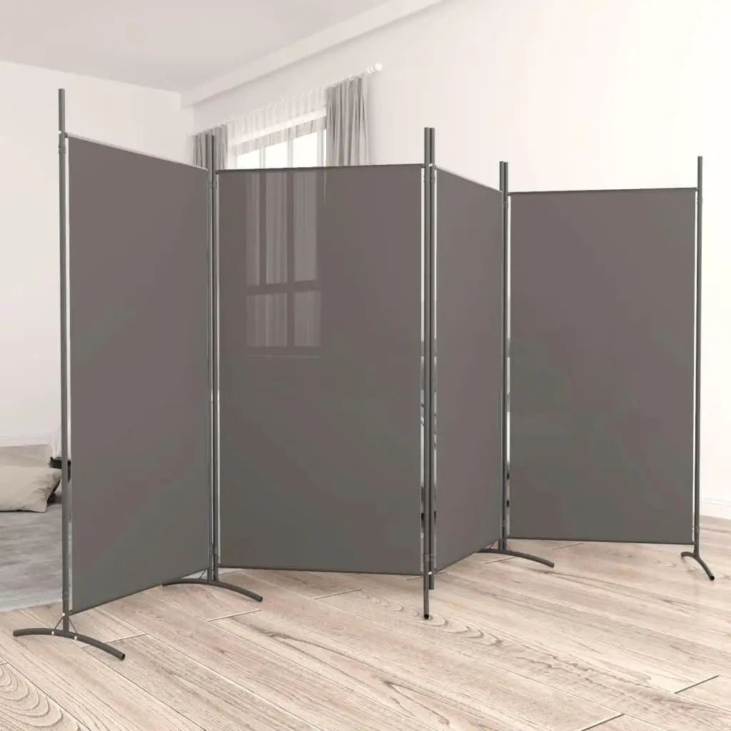 4-Panel Fabric Room Divider - Anthracite Color, 346x180 cm - Stylish Partition for Home & Office