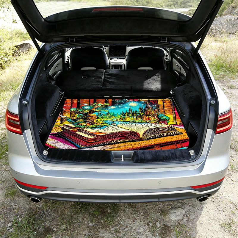 1 Dreamy Castle Pattern Car Trunk Mat, Colorful Design, Suitable For SUVs, Adding Artistic Touch To The Interior, Easy To Clean