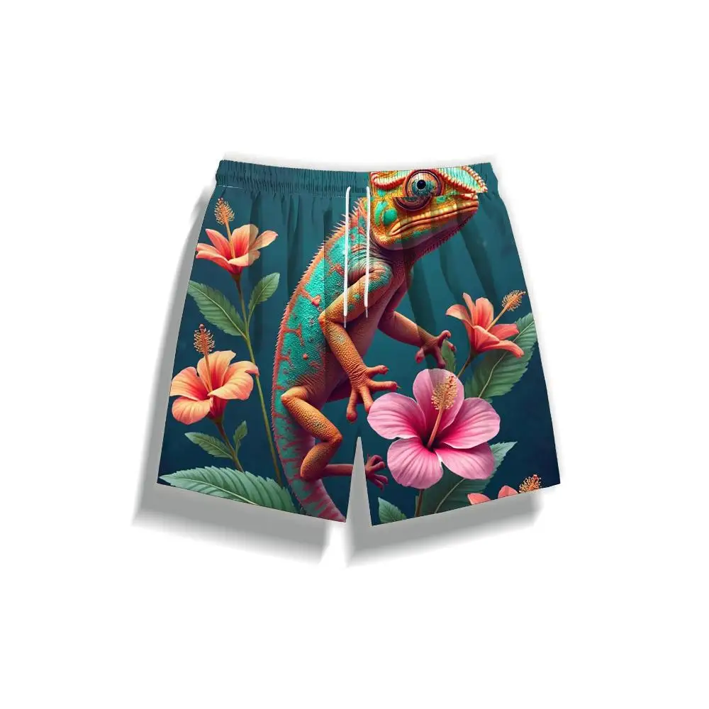 

1pcs Men's Short swim trunks2026 Summer 3D Printed Short sleeve Men's pants Breathable running Polyester Quick drying