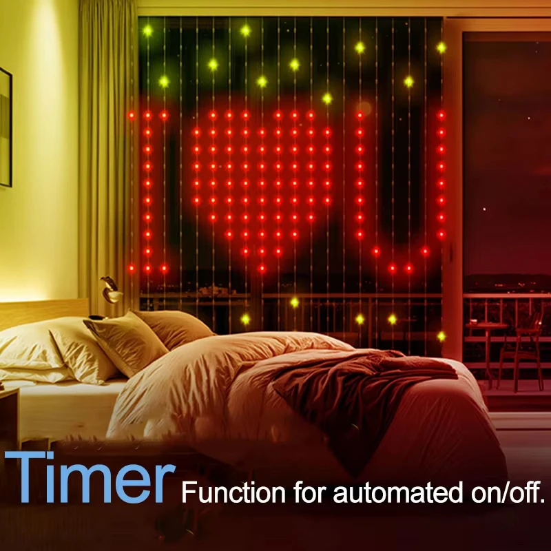 Intelligente LED-RGB-Vorhanglichter, USB-App-Steuerung, String-Musik-Synchronisierung, DIY-Muster und Text, programmierbare Lichterkette für Weihnachten
