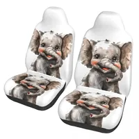 Adorable Elephant Nursery Zoo Animals 2 Front Car Seat Covers for Cars Auto SUV Universal Protector Accessories