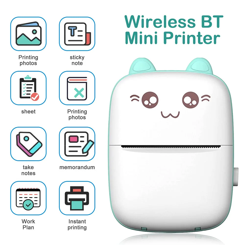 Mini Pocket Printer, Portable Thermal Printer for Pictures/Receipts/Notes/Lists/Label/Memo/QR Codes, Wireless Bluetooth Printer