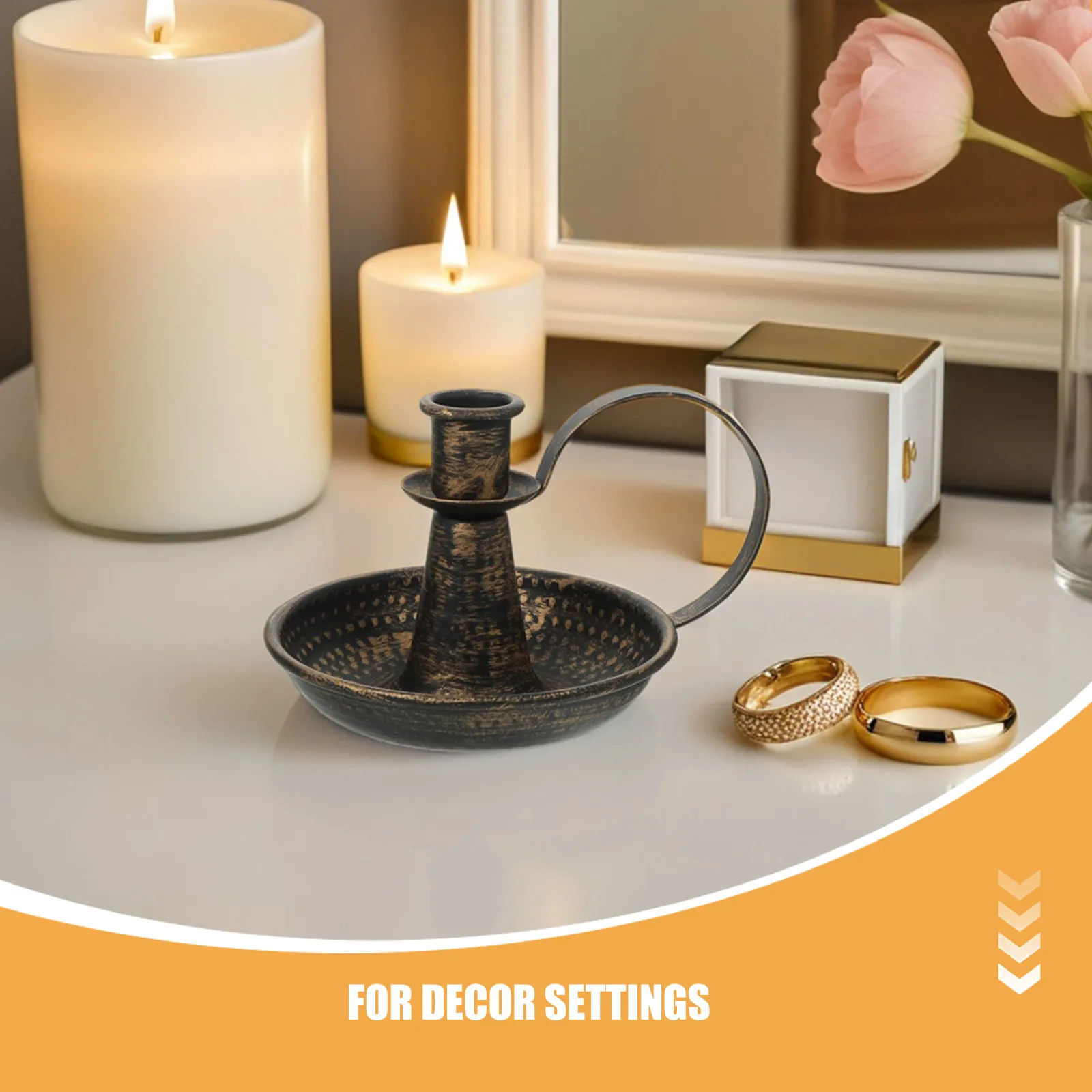 Retro Iron Taper Holder Vintage Wrought Iron Candlestick Holder for Farmhouse Wedding Party Table Decoration Bronze L