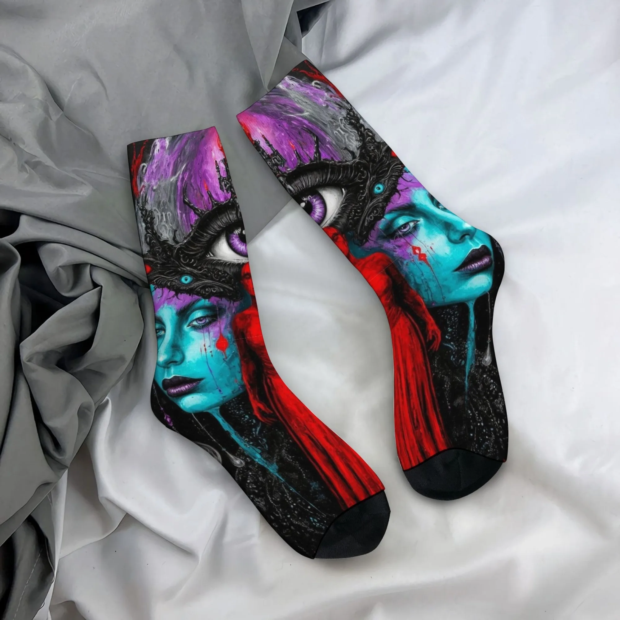 Mysteriöse Gothic Priestess Dark Art Socken, Retro, lässige Mode, Herrensocken, verrückte Street-Hip-Hop-Socken, lustige Socken, Neuheits-Party-Geschenke