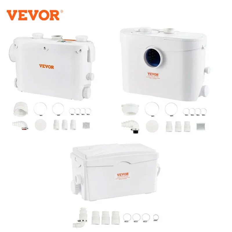 VEVOR Macerator Pump  Macerator Sewerage Sump Pump with 3 Water Inlets for Toilet Shower Bathtub Waste Water Disposal  Machine