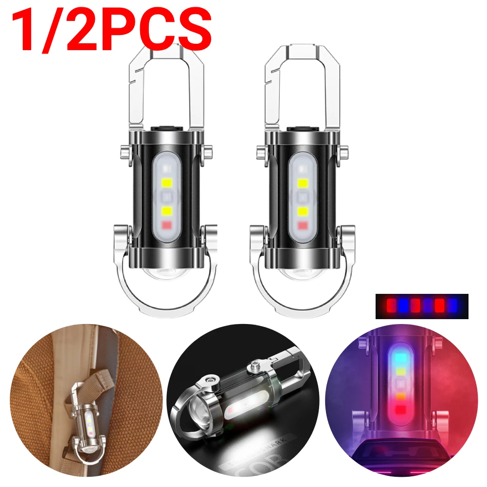 

600mAh COB LED Keychain Flashlight 7 Modes Rechargeable Emergency Keychain Lights Pocket Torch for Camping, Hiking & Fishing