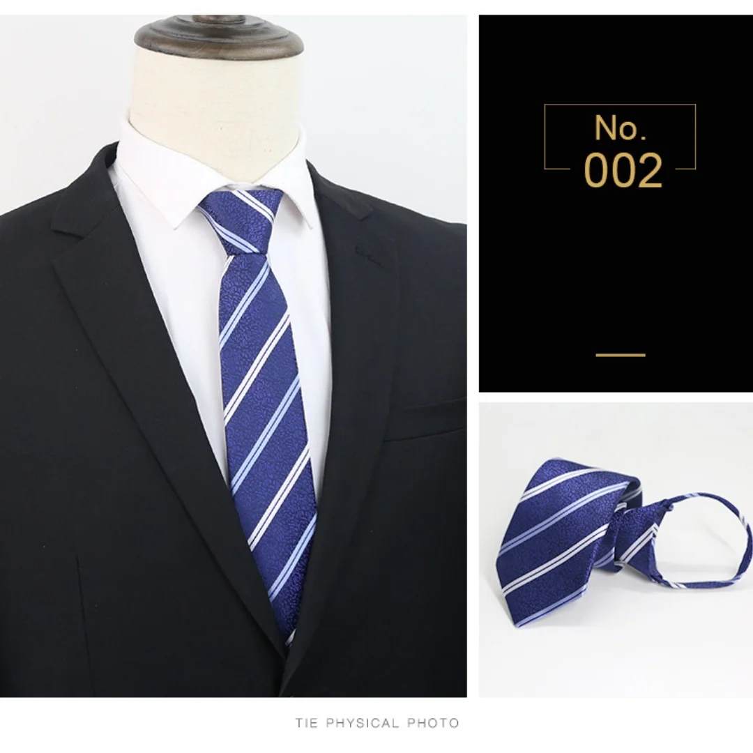 Elegante blau gestreifte Lazy Ties Herrenhemd Business Reißverschluss einfarbige Krawatte Vestisens Accessoires Hochzeit Bräutigam für Männer