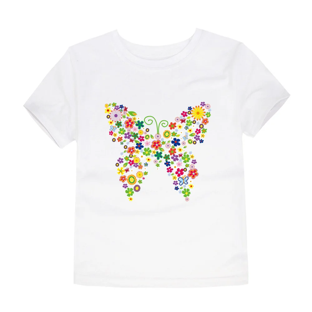 2-14Years New Toddler Girl T Shirt Cotton Summer Clothes Cute Butterfly Tshirt for Children Shirt Cartoon Kids Clothing Boutique