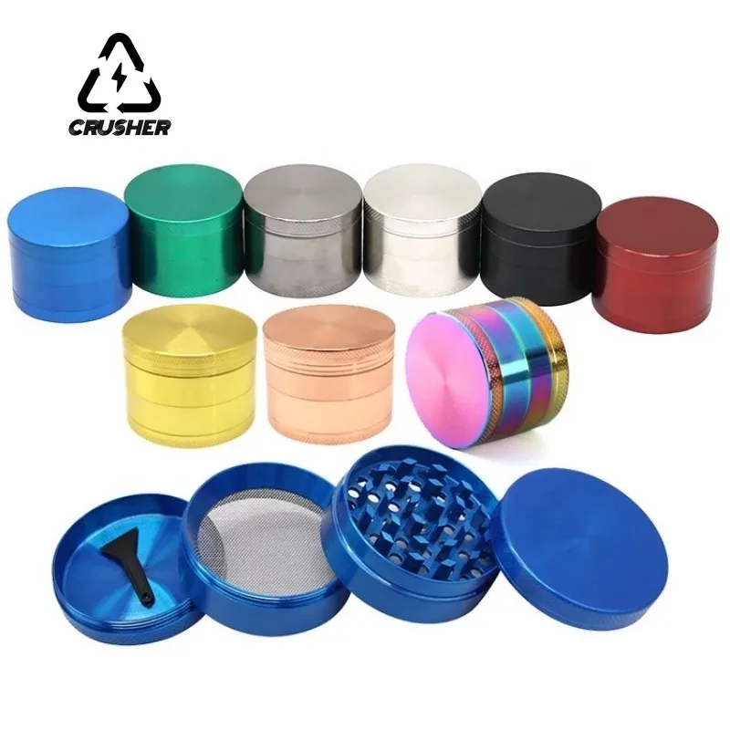 

CRUSHER 40/50/63mm Dry Herb Grass Tobacco Smoke Grinder Zinc Alloy 4 Laye Manual Spice Herbal Grinders for Smoking Accessories