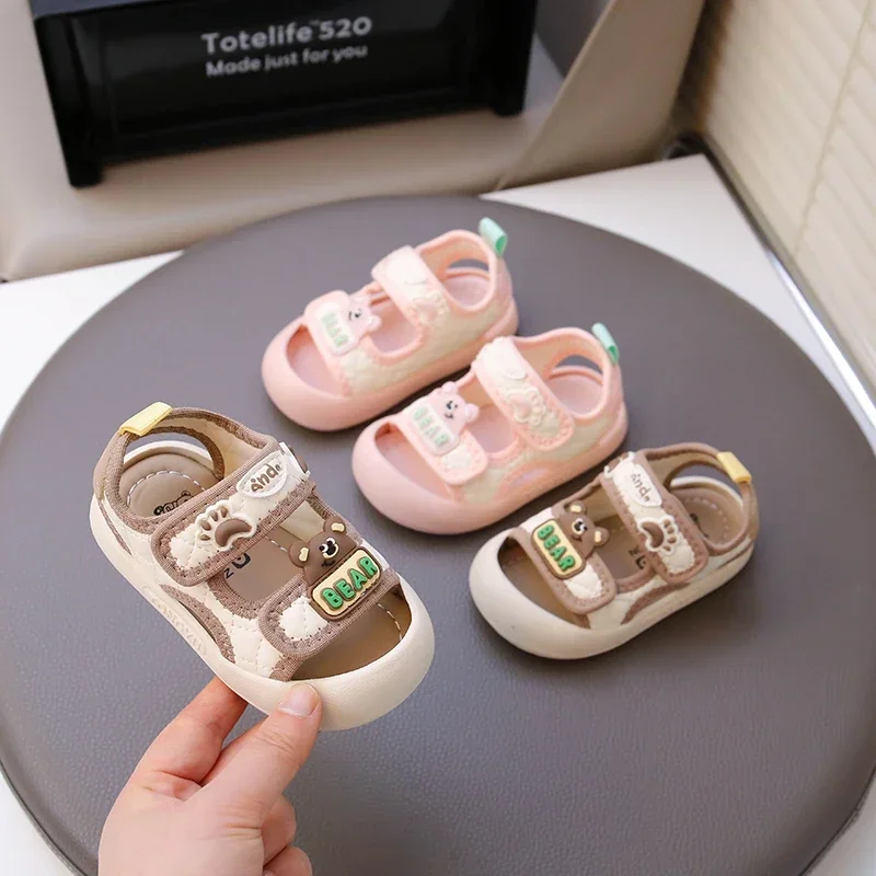 

Baby Infant Soft Sole Summer Sandals Mesh Breathable Embroidered Flower Children Walking Shoes Breathable Non Slip Kids Sandals