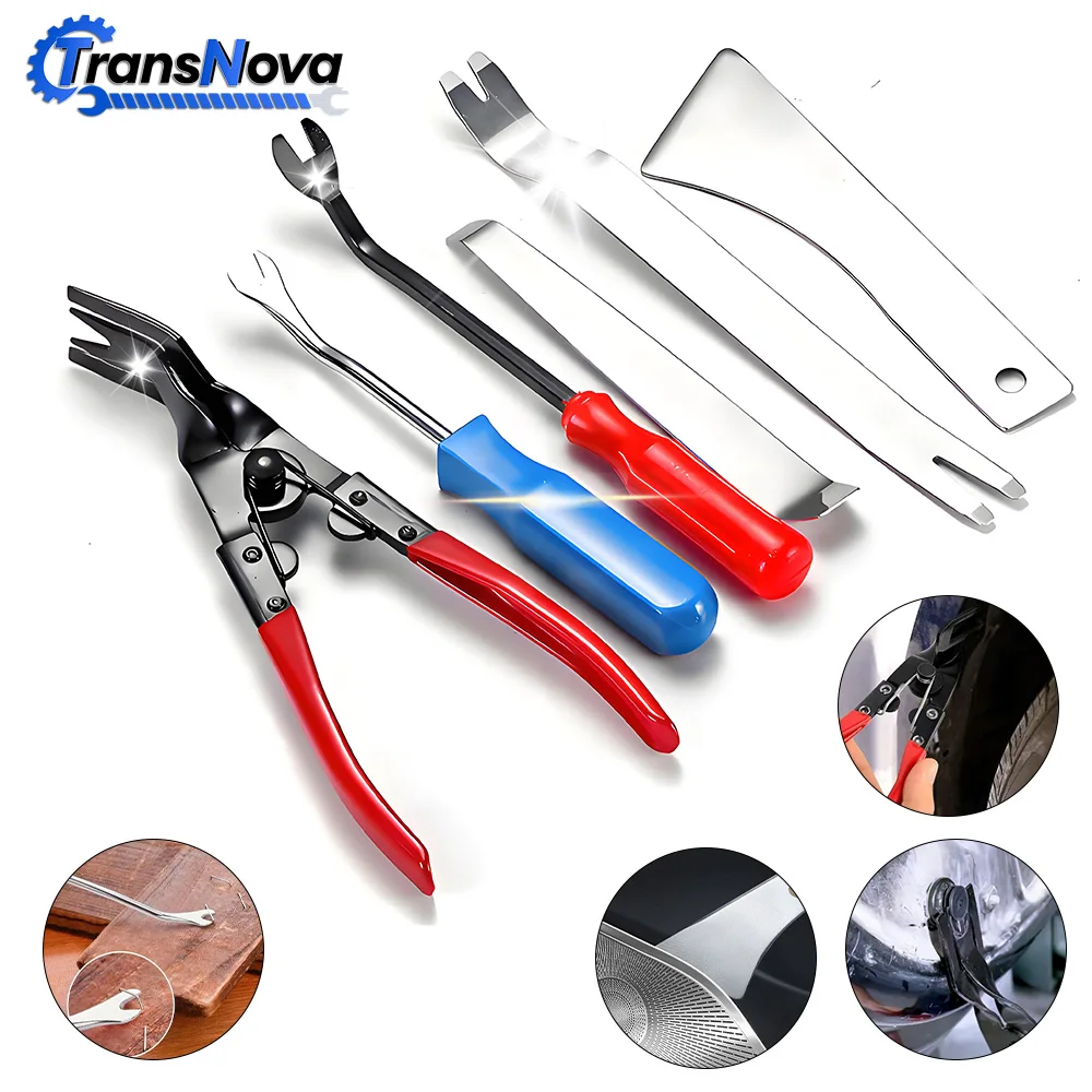 

6Pcs Auto Trim Removal Tool Kit Pry Car Clip Remover Tool Snap Pliers & Adhesive Buckle Driver Car Interior Disassembly Tool Set