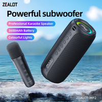 ZEALOT-MP2m Karaoke Machine Portable bluetooth speaker with 1-2 Wireless Microphone IPX5 Waterproof 360° Wireless Speaker