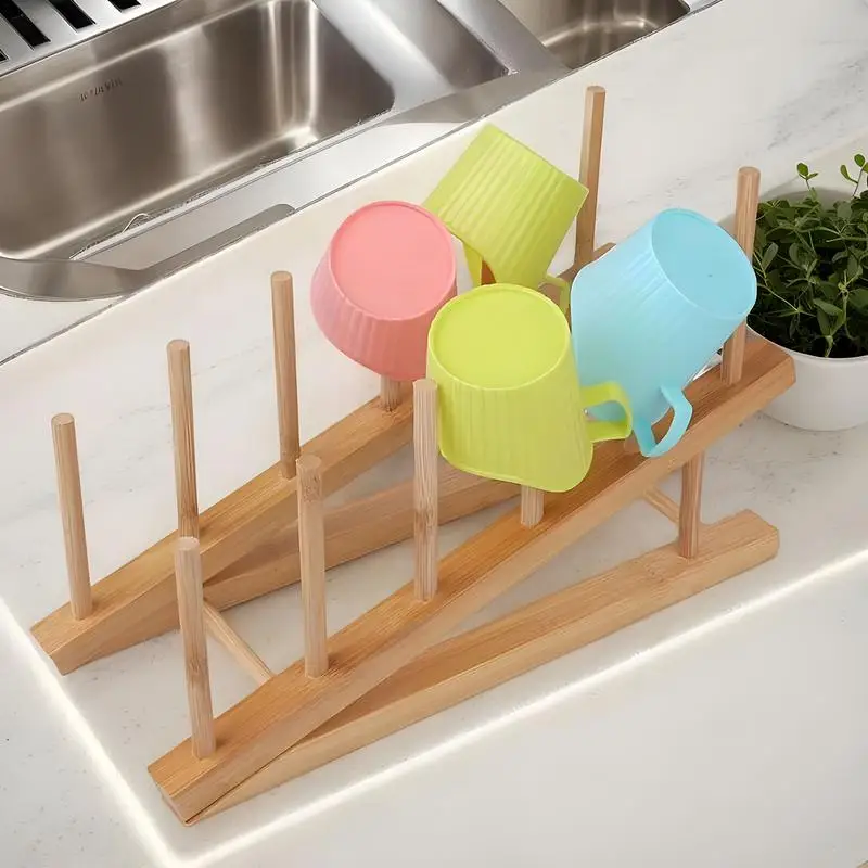 

bamboo drain rack wooden dish rack plate rack kitchen rack dish storage rack children's wooden easel multi-purpose stand