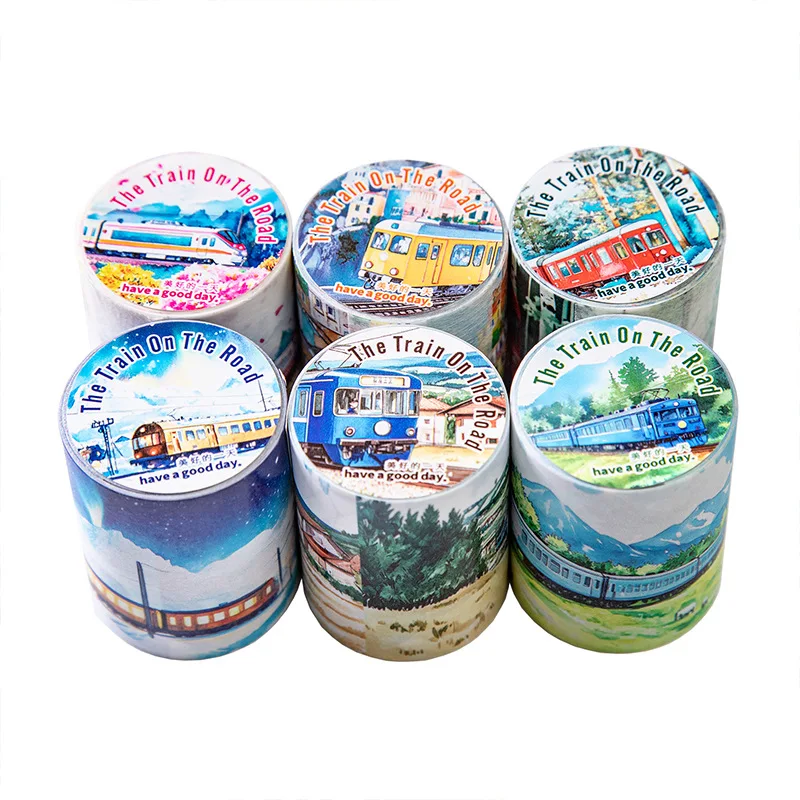 1 Buah/1Lot Pita Perekat Dekoratif Hewan Peliharaan Kereta Menuju Jalan Pita DIY Kertas Scrapbooking Stiker Jepang