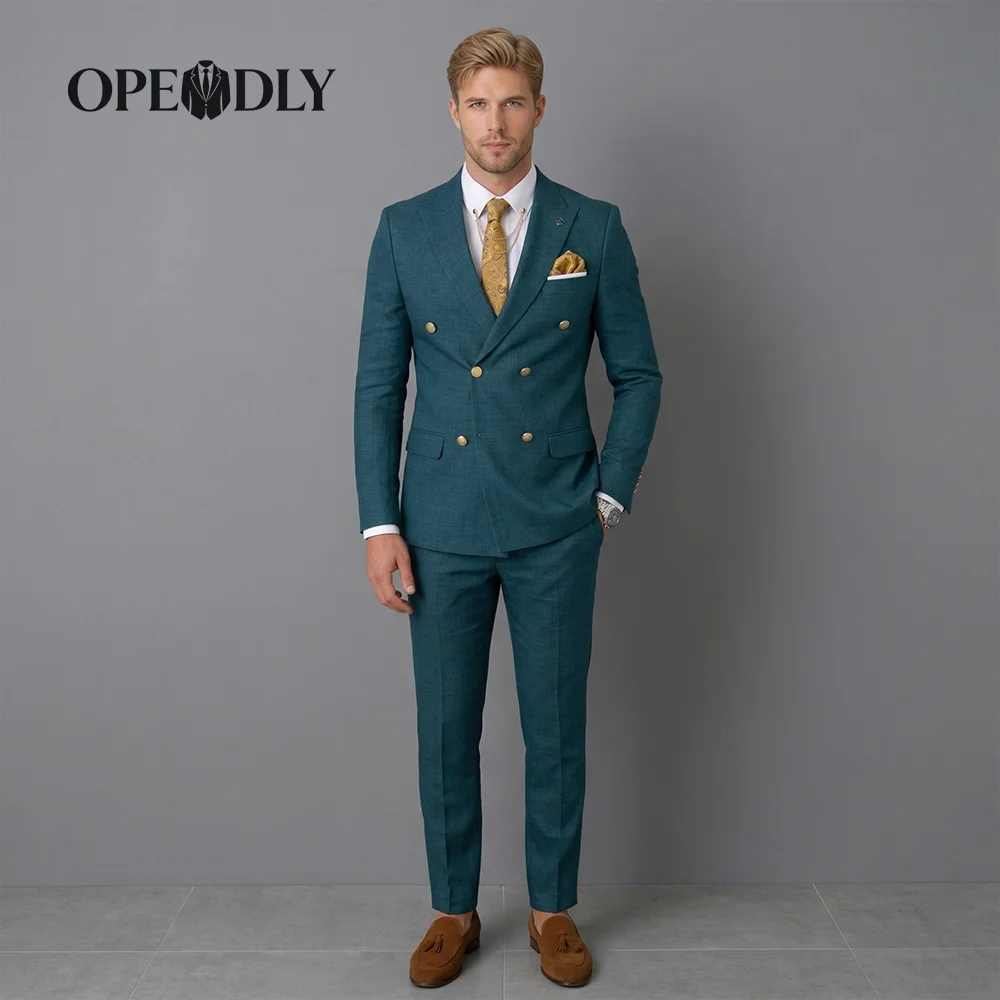 

OPEODLY Men's Slim Fit 3 Piece Tuxedo Suit - One Button Blazer Jacket Vest Pants Set for Formal Wedding And Business Occasions