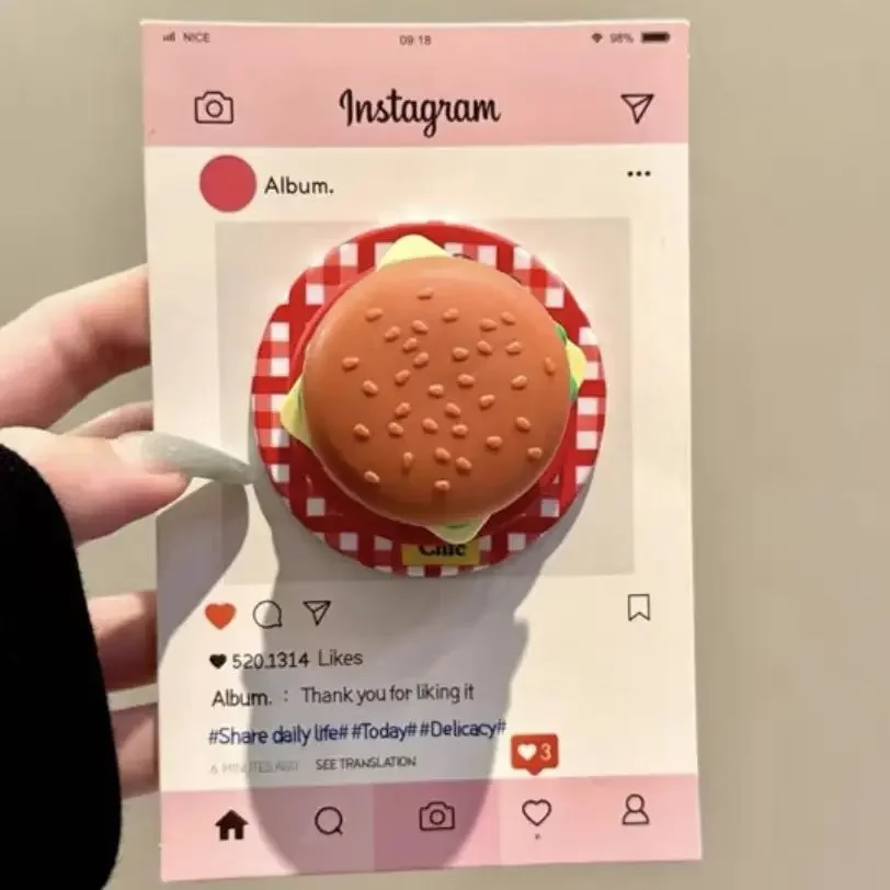 لذيذ تصميم الكورية مضحك 3D برغر Magsafe المغناطيسي الهاتف قبضة حامل قابل للطي آيفون 17 حامل قوس #4