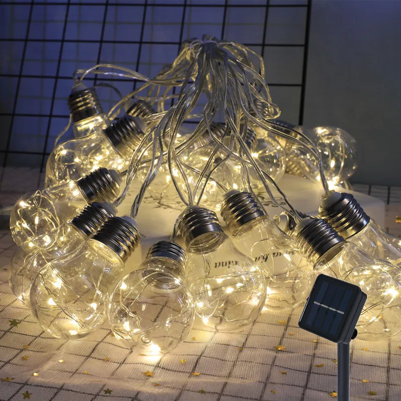 Solar LED Lichterkette Lichter Weihnachts girlande Outdoor Dekoration Glühbirne IP65 wasserdichte Hochzeits lampe für Möbel Garten
