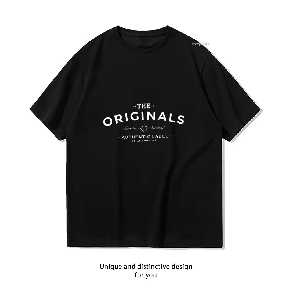 Authentic Label Print T-Shirt Casual cotton graphic t shirts Creative streetwear Classic O-neck shirt