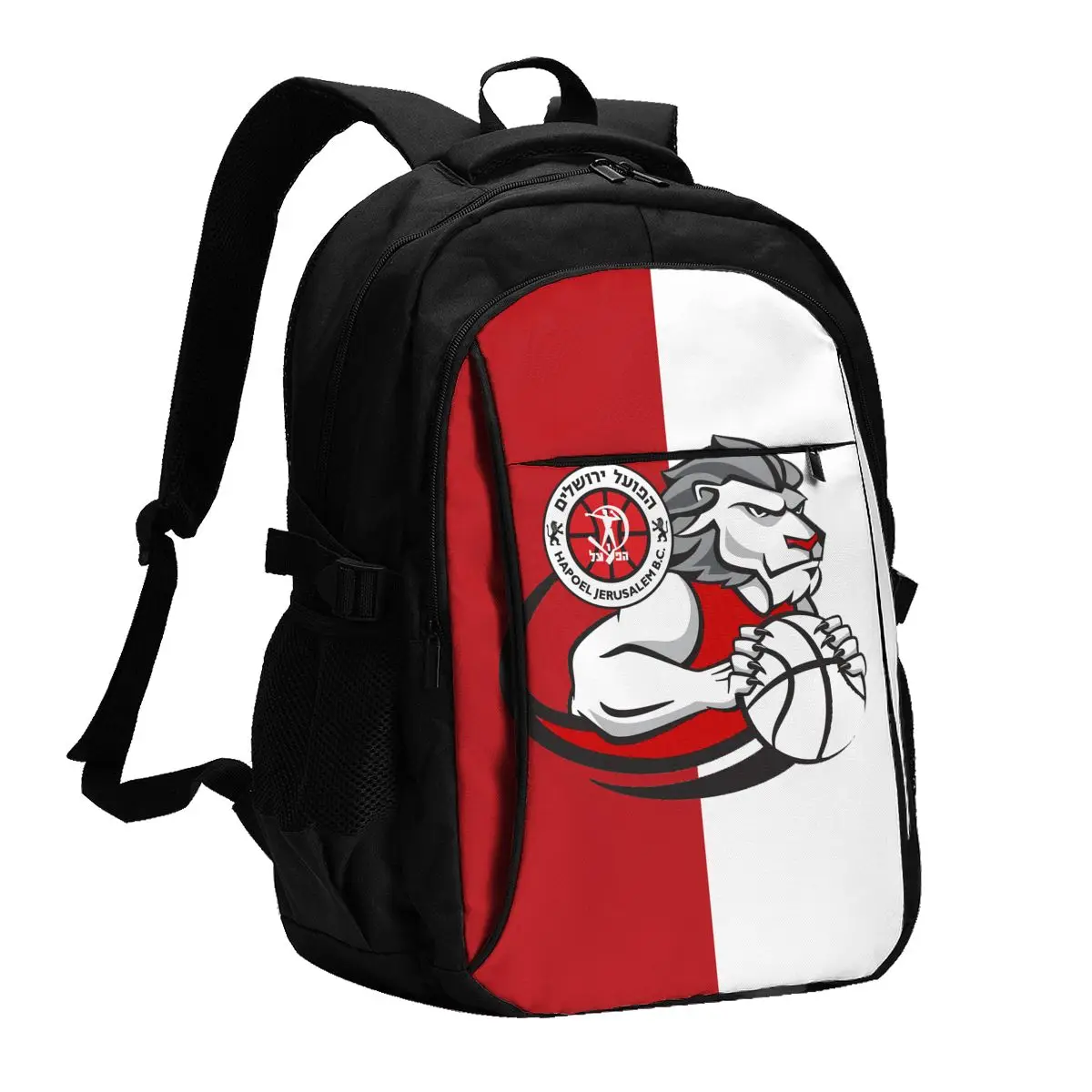 

Hapoel Jerusalem Basketball Travel Laptop Backpack, Business Water Resistant Laptop Backpack with USB Charging Port, College Bag