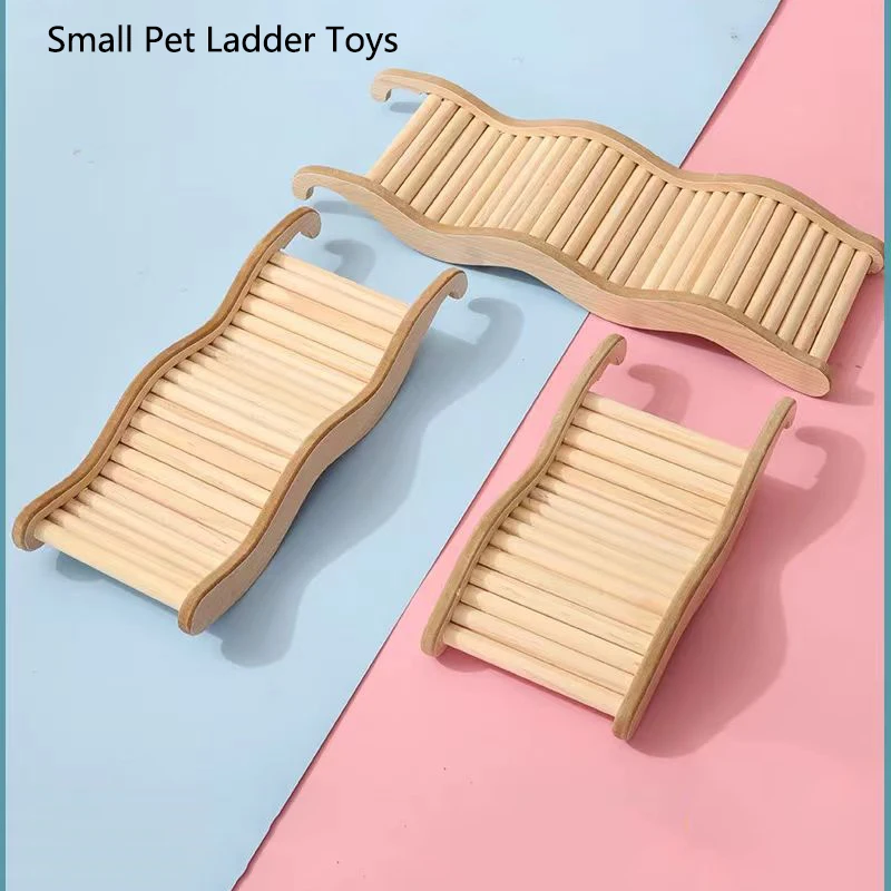 Casa de hámster de madera con escalera de escalada, puente de arco de castillo para mascotas pequeñas, para ratones enanos, gerbils, mascotas pequeñas