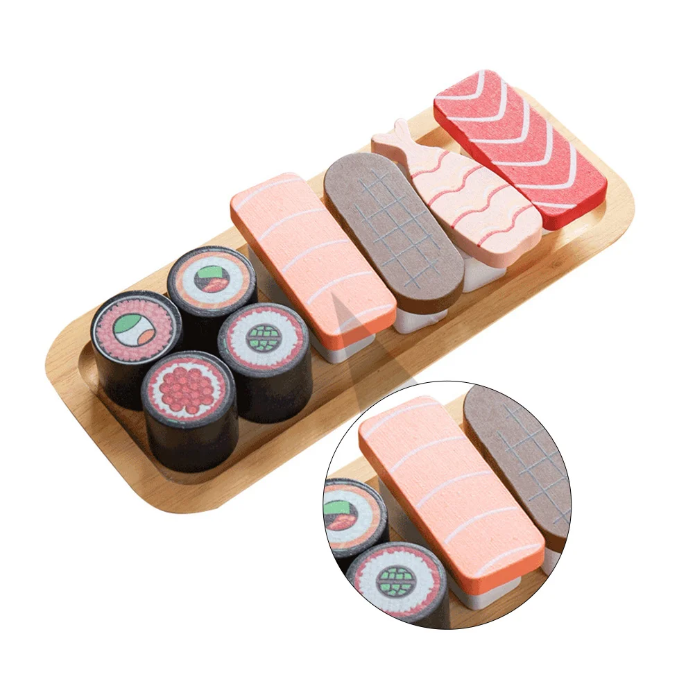 1Set Mini Sushi Ornament Colorful Wooden Breakfast Decor for Kitchen Scene Photography Props Lightweight Simulation Food Play