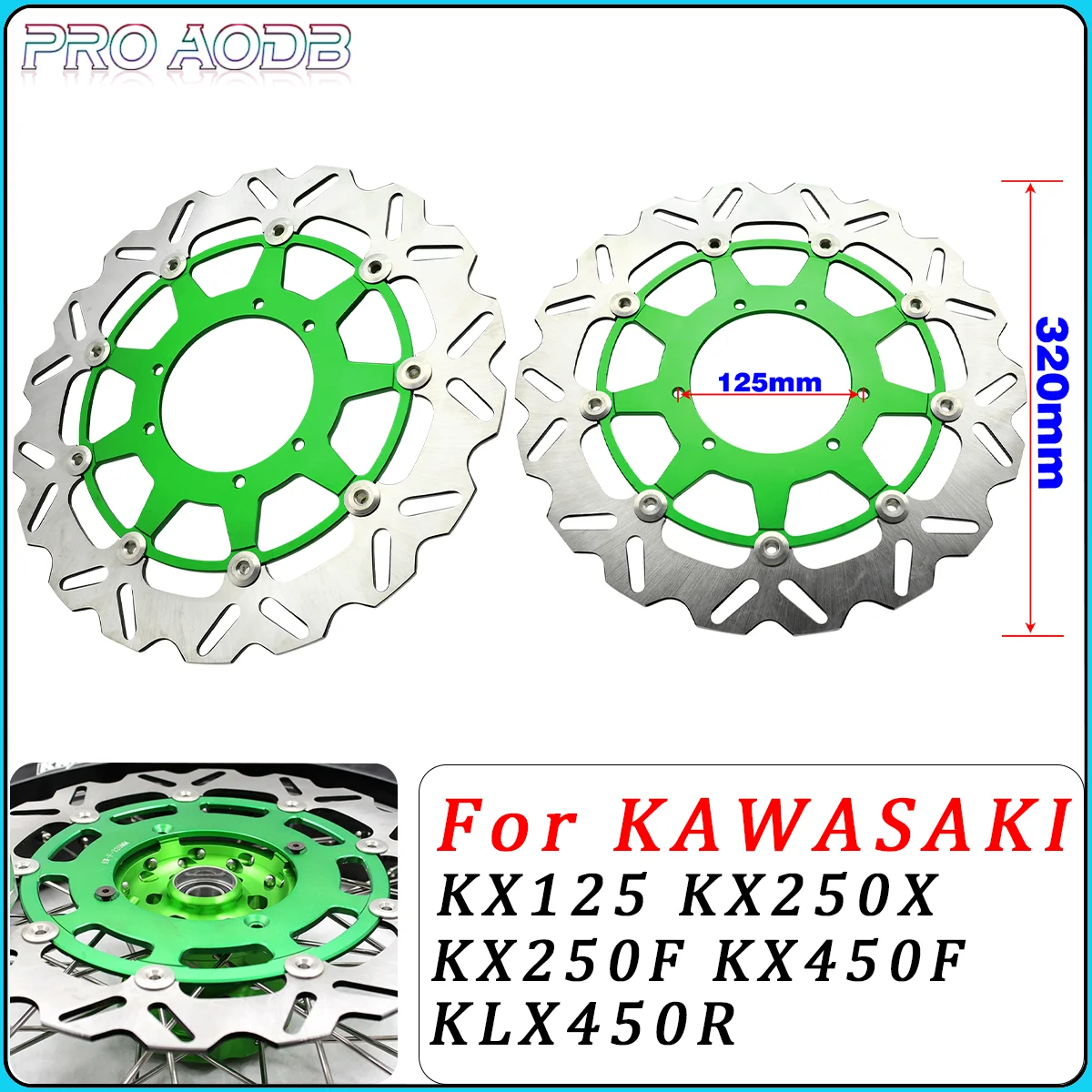 

Motorcycle 320MM Front Floating Brake Disc Rotor Bracket For Kawasaki KX125 KX250 KX250F KX450F KLX450R 2006-2021 Dirt Bike