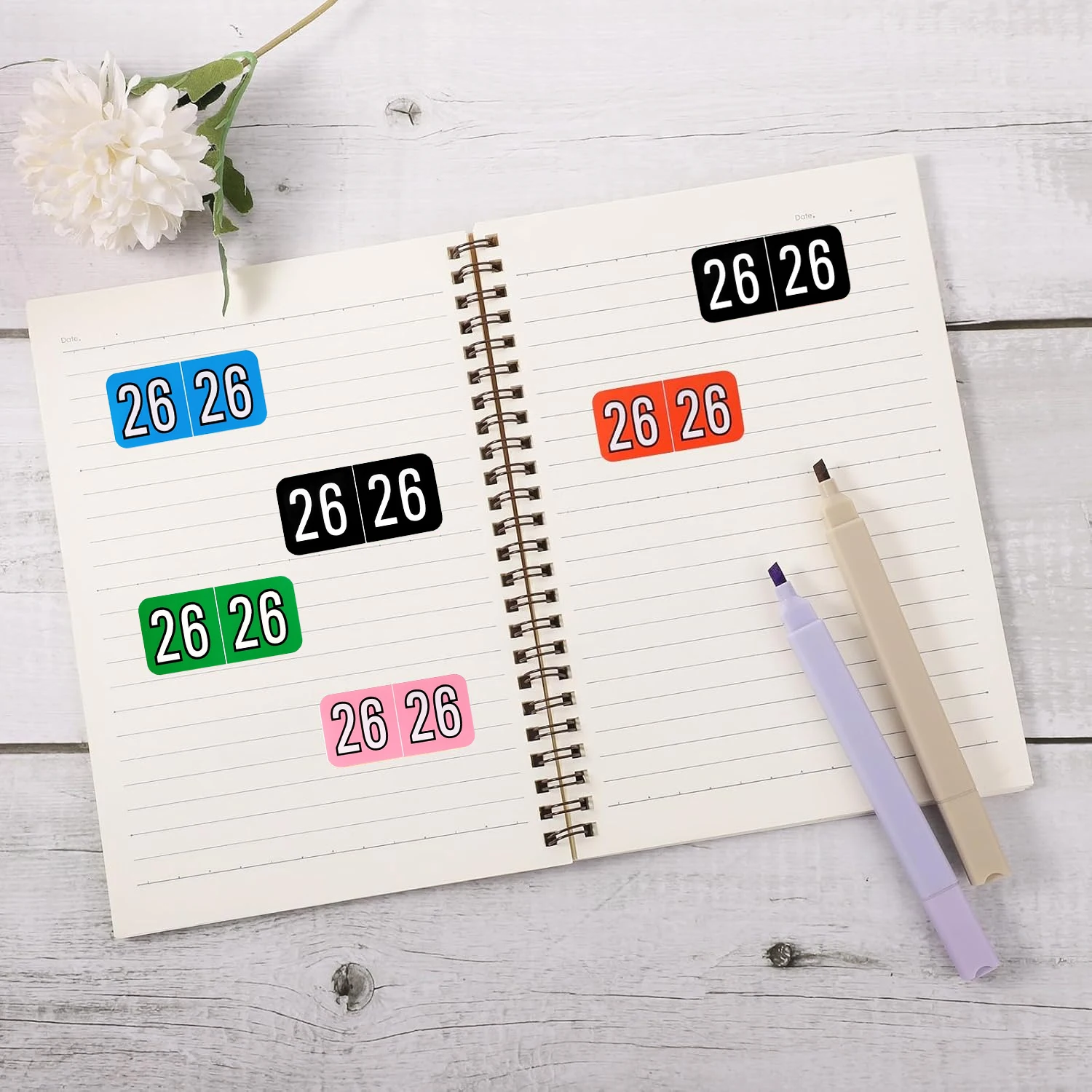 120/240pcs 2026 Year Stickers, File Folder Labels 26 Year Colored Self-Adhesive Medical Chart Number Stickers for Tab File Folde