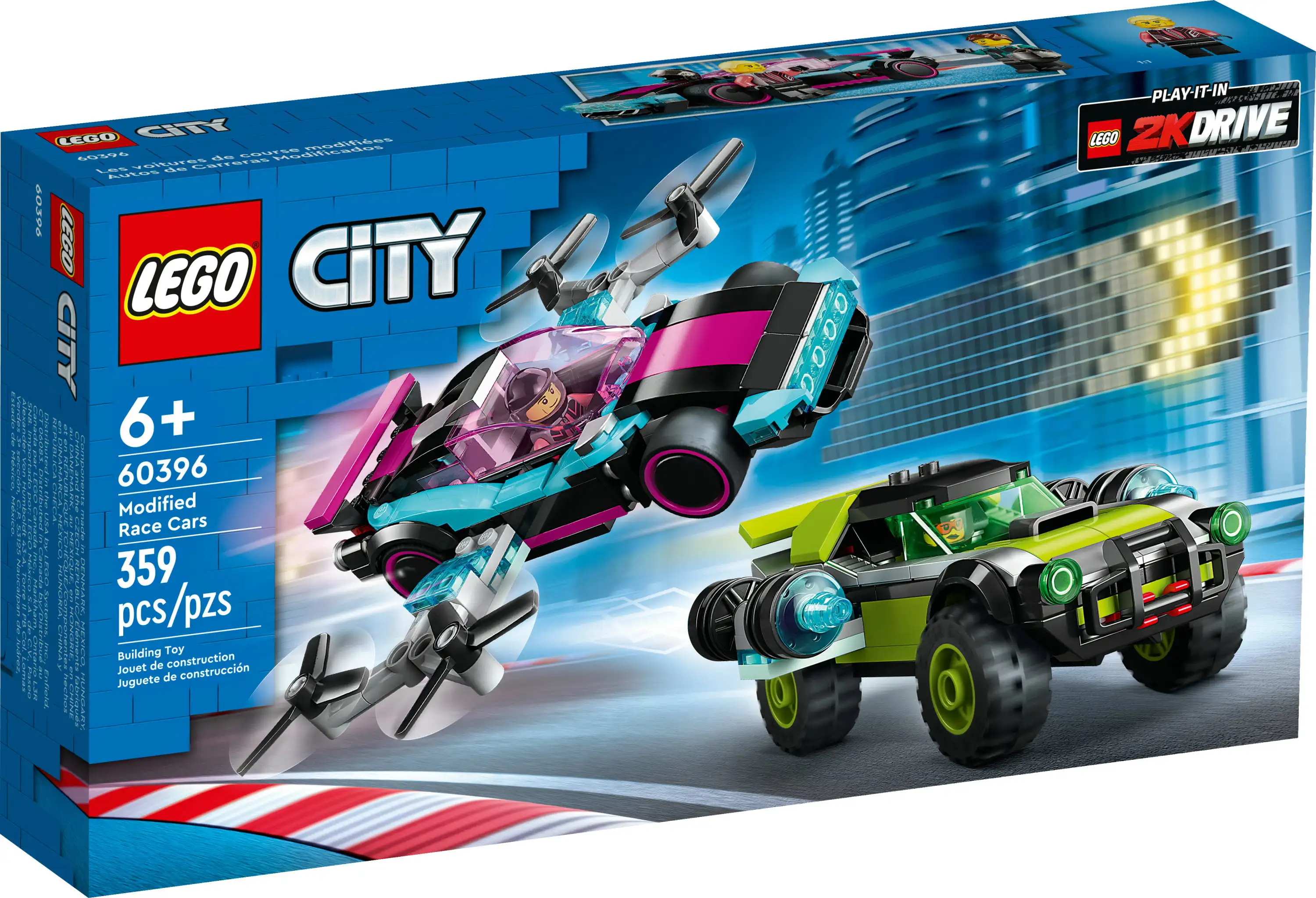 LEGO City Modified Race Cars 60396 Toy Car Building Set with 2 Model Cars Buildable Upgrades and 2 Driver Minifigures Xmas Gift