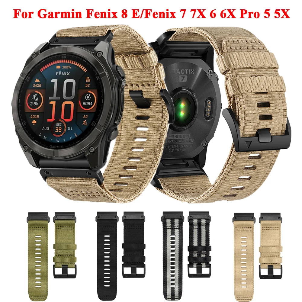 

Ремешок нейлоновый для наручных часов Garmin Fenix 8 47 мм 51 мм/Fenix 6 6X 7 7X Pro 5 5X