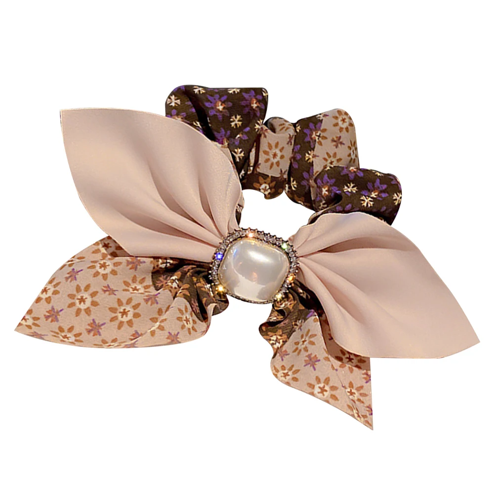 

Pearl Hair Tie Accessories Bow Scrunchies Women Ponytail Holder Bows Ring Comfortable Durable Lightweight Stylish Bright Non