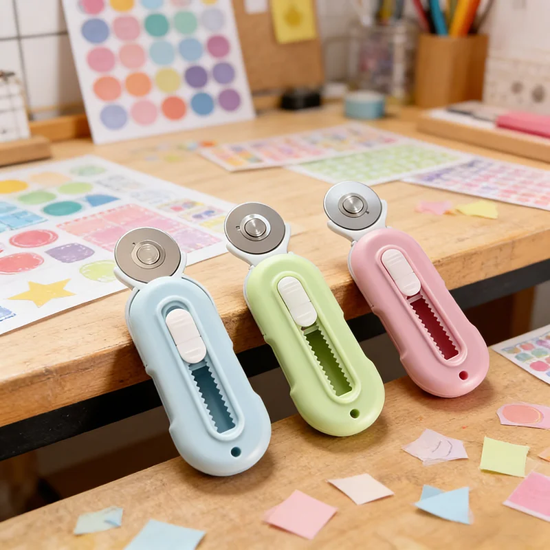 Rotating Cutting : Utility Knife Box Cutter Retractable, Compact Box Knife for Cartons, Carving Knife Set. DIY Handicraft, Paper