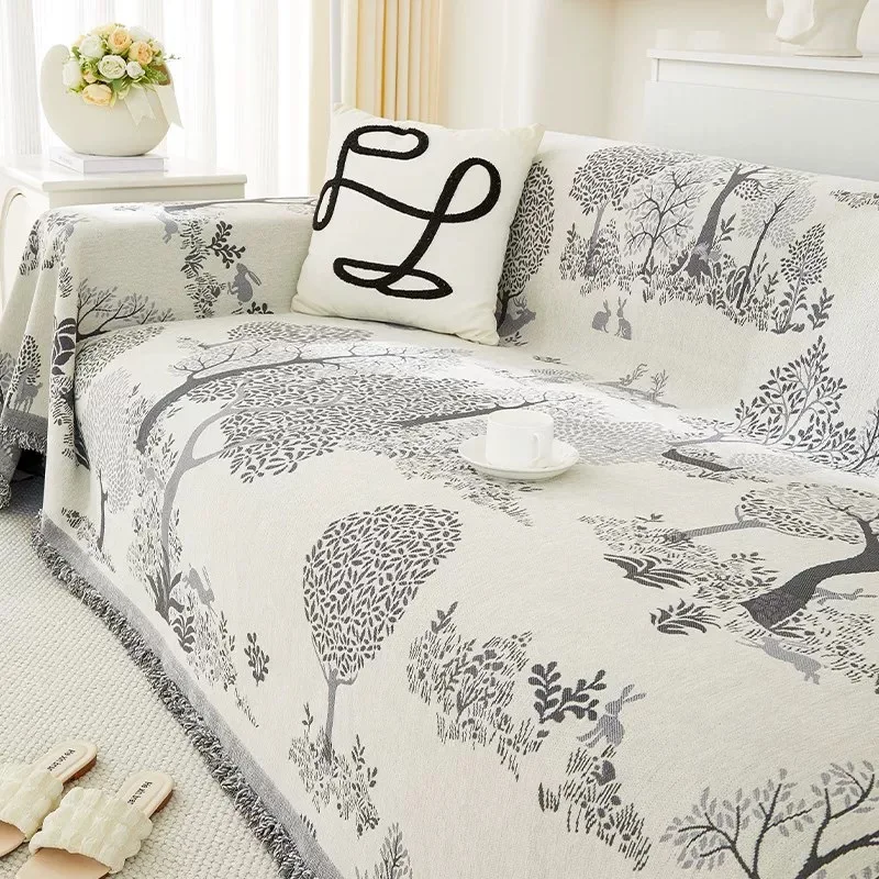 Chenille thickened sofa cover, ins windblown sand cover blanket, all-season universal cover