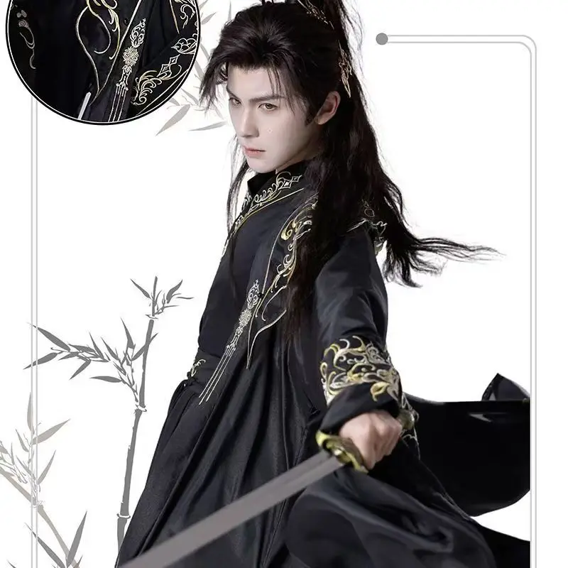 

Halloween Event Cosplay Costume Large Sleeve White Original Hanfu Men Women Traditional Chinese Fairy Martial Embroidery Suits