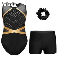 Trajes de baile de Ballet para niñas, leotardo gimnástico rítmico acrobático con pantalones cortos, mono de patinaje artístico, Ropa de baile