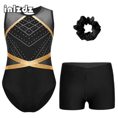 Trajes de baile de Ballet para niñas, leotardo gimnástico rítmico acrobático con pantalones cortos, mono de patinaje artístico, Ropa de baile