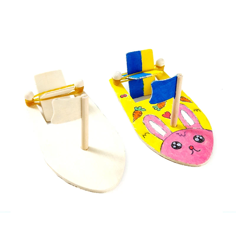 Wooden Sailboats Creative Painted White Models Children's Coloring DIY Boats Handmade Material Bags Wood Boat Model Sets