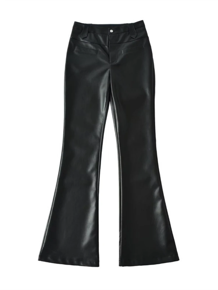 Fashion Spice Girl Leather Pants Women Locomotive Elastic High Waist Slim-Fit Sexy PU Hip Trousers 2026 New Black Straight Pant