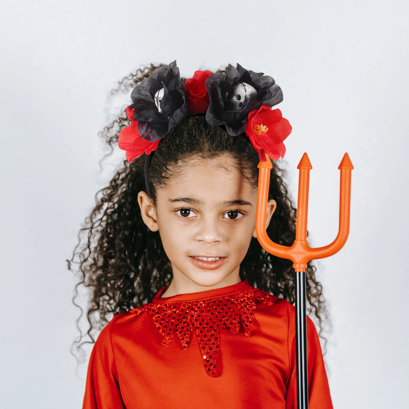 

1pc Skull Hair Headpiece Halloween Party Hair Hoop Artificial Rose Flower Wreath Accessory Skull Rose Flower Headband