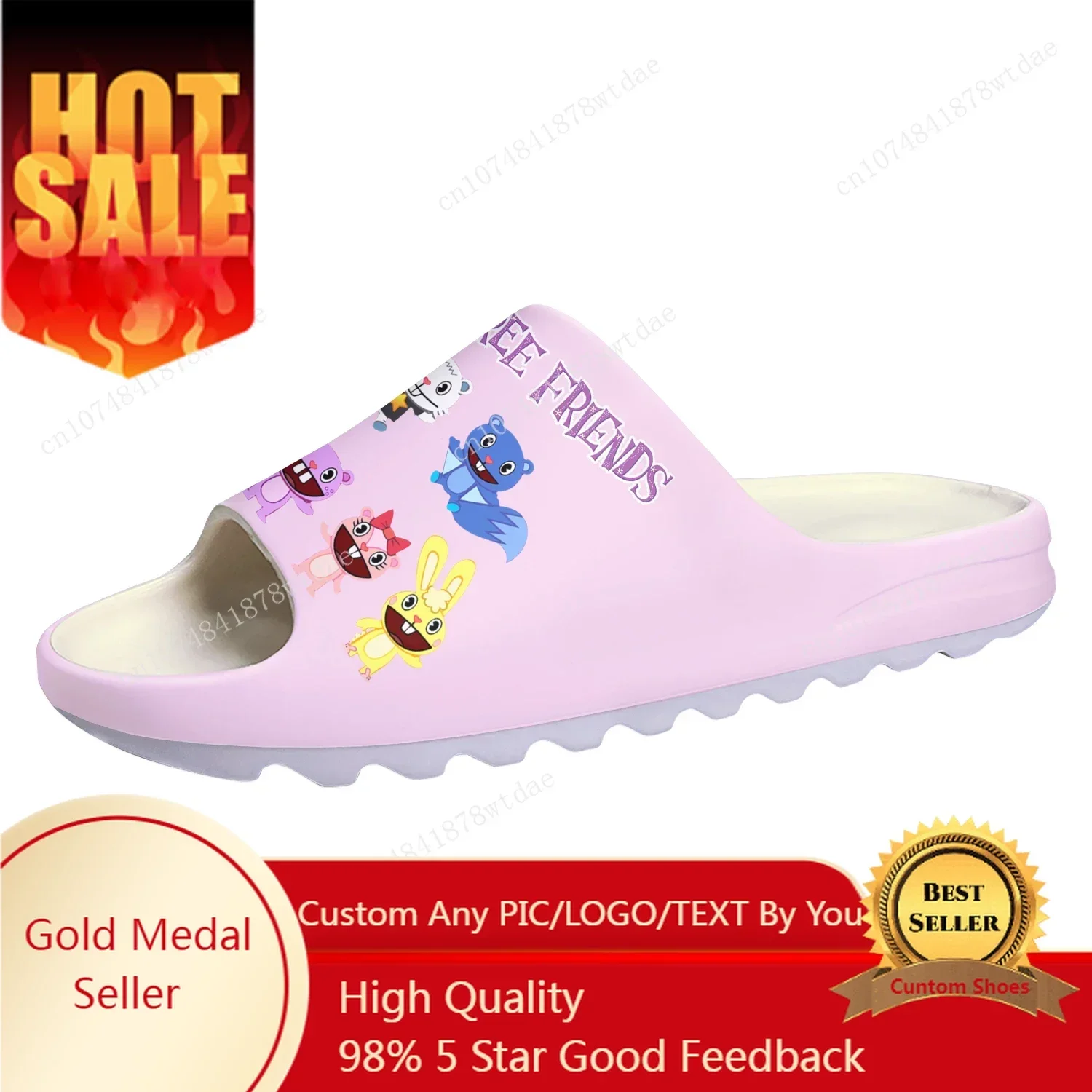 

Happy Tree Friends Soft Sole Sllipers Cuddles Mens Womens Teenager Home Clogs Anime Step In Water Shoe On Shit Customize Sandals