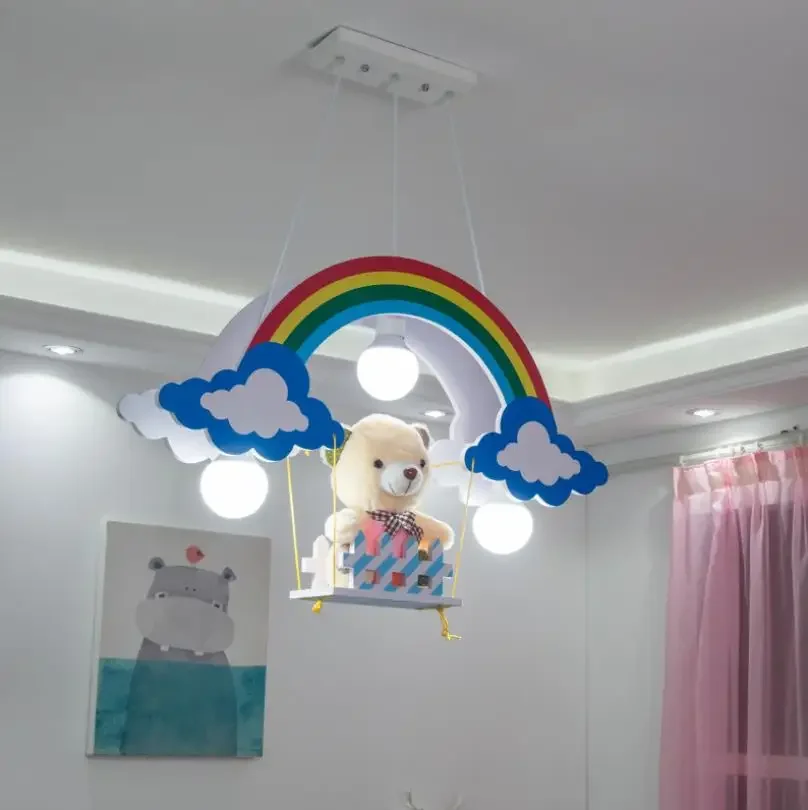 

Kindergarten Lamp Boy Room Airplane Light Girl Bedroom Rainbow Bear Cartoon Lamp Children Room Chandelier
